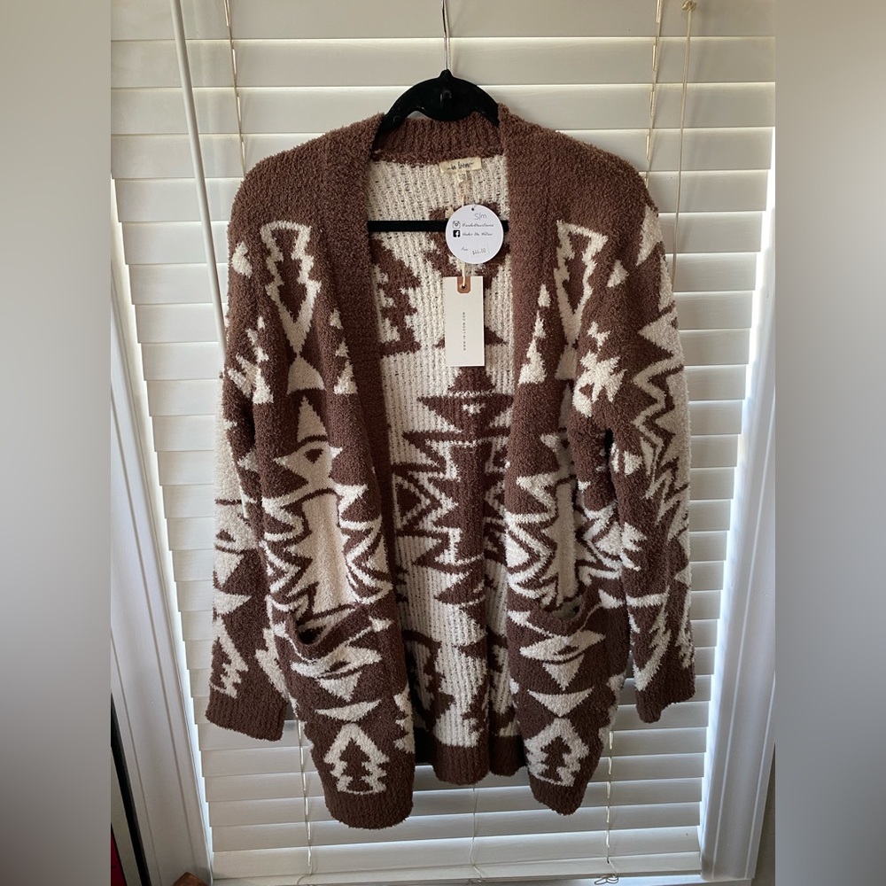 Accepting offers- In Loom Brown and White Cardigan